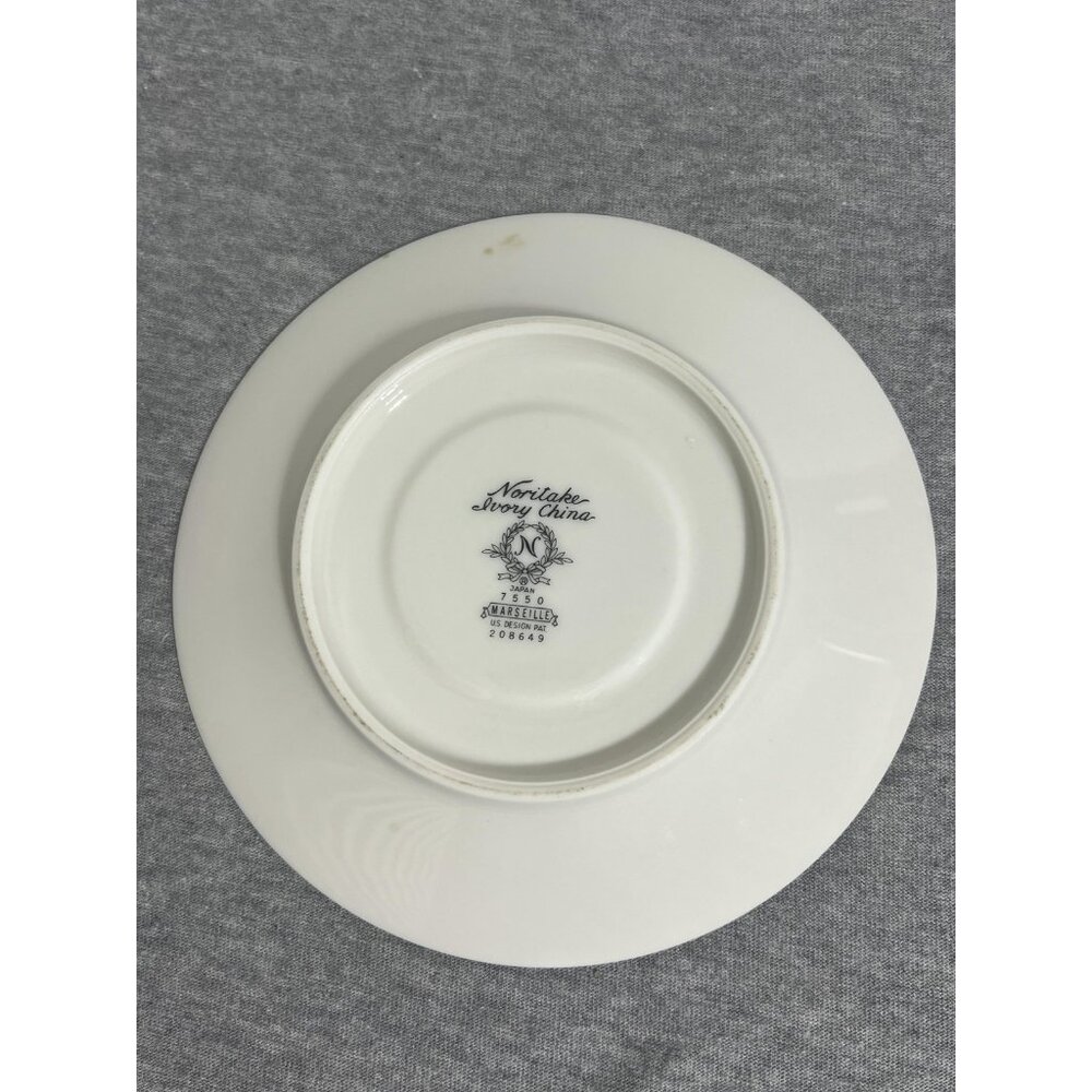 Vintage‎ Noritake Ivory China Marseille 7550 Saucers Set of 4 Floral Trim Silver - Picture 9 of 11